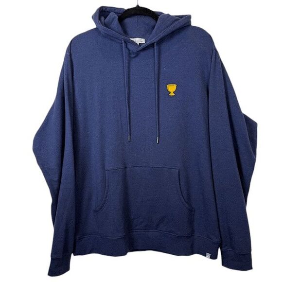 Peter Millar Presidents Cup Pine Performance Raglan Pullover Hoodie Blue Large - Picture 1 of 11